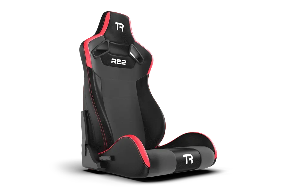 Trak Racer RE2 Dual-Lock Reclining Sim Racing Seat - Black/Red Leather-Style