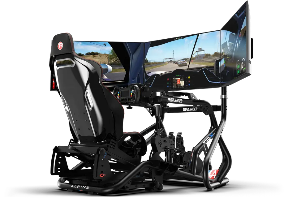 Trak Racer Freestanding Triple (3) Monitor Stand – 22" to 32" Displays for Sim Racing, Flight Simulation & Truck Simulators