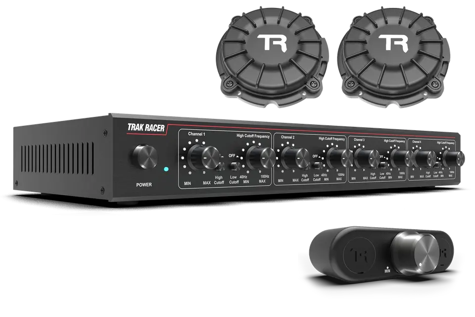 Trak Racer 40W 4-Channel Class-D Amplifier with 2 x 10W Bass Shakers & Rig Mounts